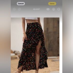 Floral Black Maxi Skirt